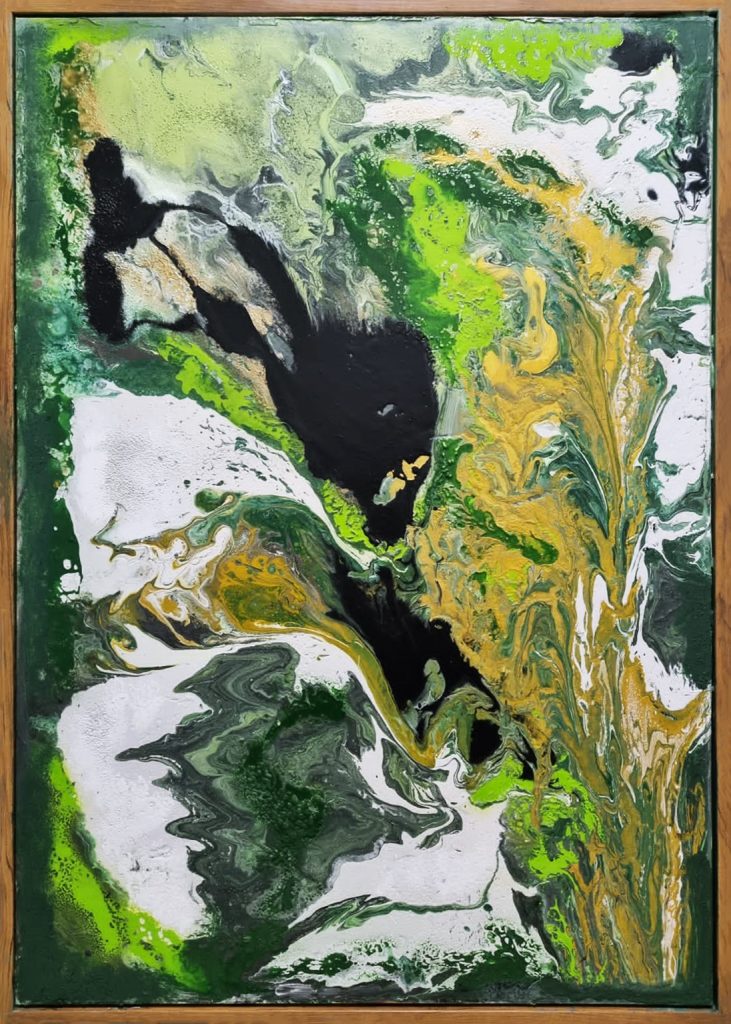 Triptych Masterpiece, Gold, Green, Nature Art: Forever Bloom by CJ ...
