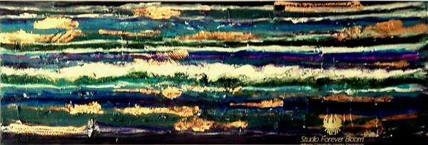 Abstract Ocean Art AU, Coastal Elegance in Blue-Green Tones, Muhuda-Studio Forever Bloom