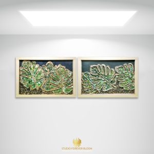 Large Mixed Medium Nature Art Melbourne |'Falling Monstera' Still Life Wall Art | Studio Forever Bloom