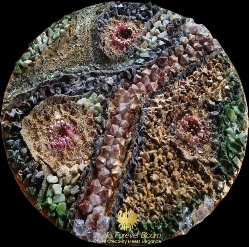 Curated visual reference: Modern Round Heavy Texture Wall Art Crystalines Mixed Medium Geode Photo Inspiration