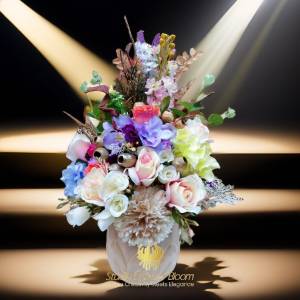 Silk Flower Vase with Mixed Faux Flowers 'Petal Kiss's Elegant Floral Gifts Melbourne Studio Forever Bloom