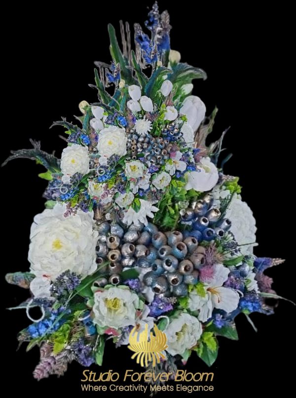 Silk Flower Melbourne Blue Shades Decor 'Feathers of Spring on Vase' | Studio Forever Bloom