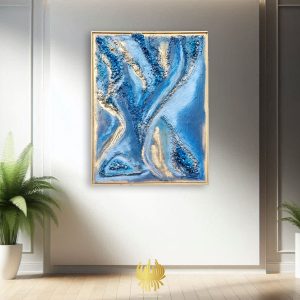 Glamorous Abstract, Large Artwork, Evoking Oceanic Dreams "Deep Blue Rise