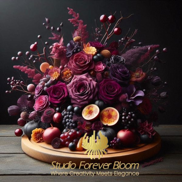 'Wild Flora Slush'-Luxury Dry Flower arrangements with a mix of Faux Fruits by Studio Forever Bloom