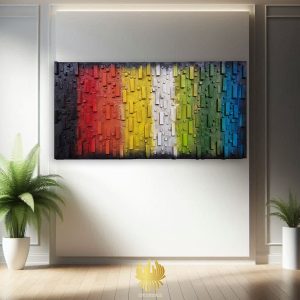 Contemporary Wood Wall Art, Large Abstract Landscape, 'City Life-Melbourne' Wood Art-Forever Bloom by CJ