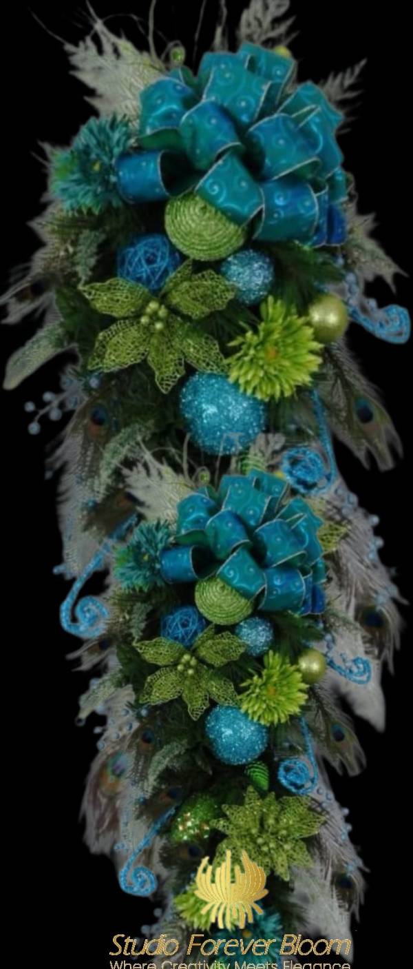 Gift Blue Christmas Décor | Hamptons Style Homes | Large Xmas Wreath | Studio Forever Bloom