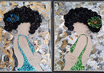 Woman Figurative / Pop Art of Two Girls with Glittering Dresses Side by Side - Original Art by Studio Forever Bloom