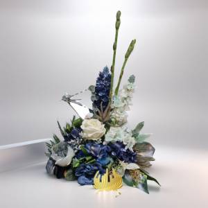 Azure Dreams Faux Silk Flower Arrangement in Blue Shades by Studio Forever Bloom"