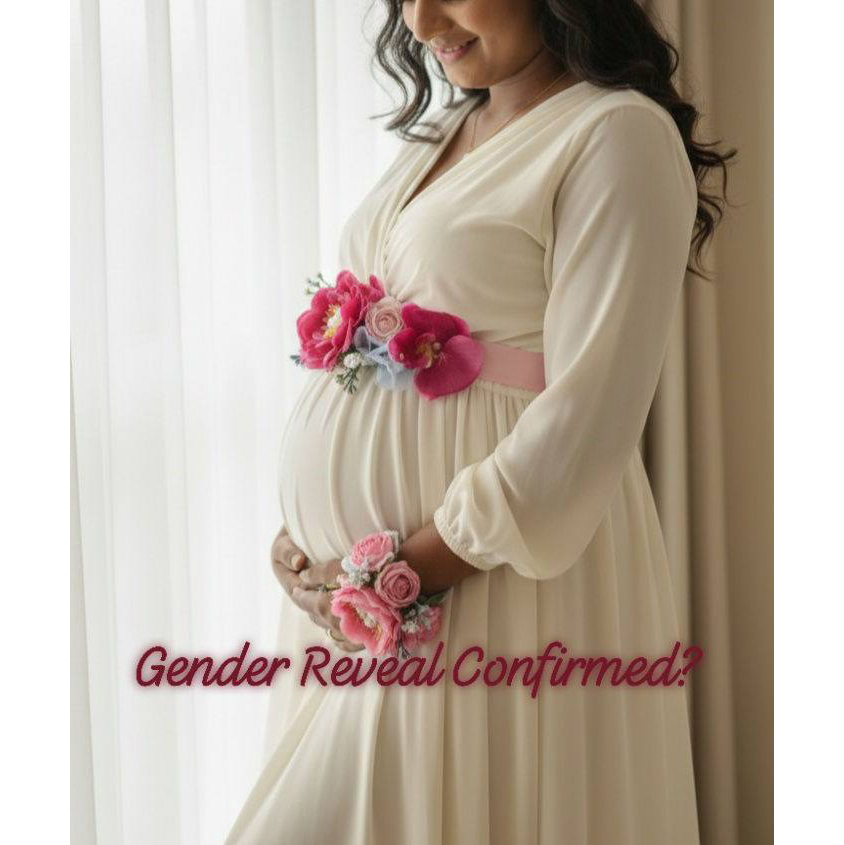 Flower Decor Frock decor (5) Blue and pink silk floral maternity sashes hanging on a wooden hanger by Studio Forever Bloom Melbourne.