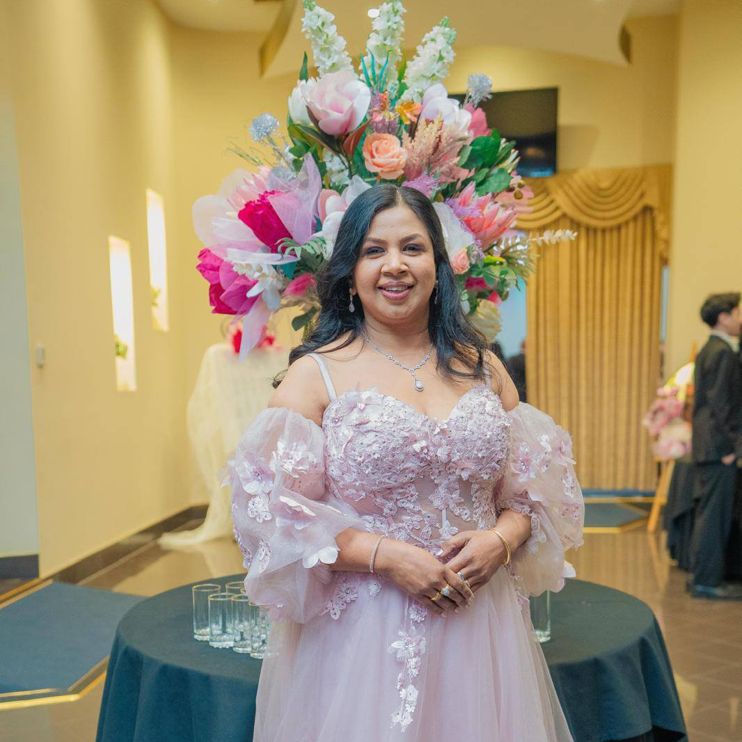 Giant Handmade Floral Decor V1 - Big Blooms 1 (13) Large pink handmade "Big Bloom" floral arrangement on a black table for a Melbourne event by Studio Forever Bloom.