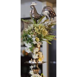 Traditional oil lamp hire Melbourne with silk floral decor styling