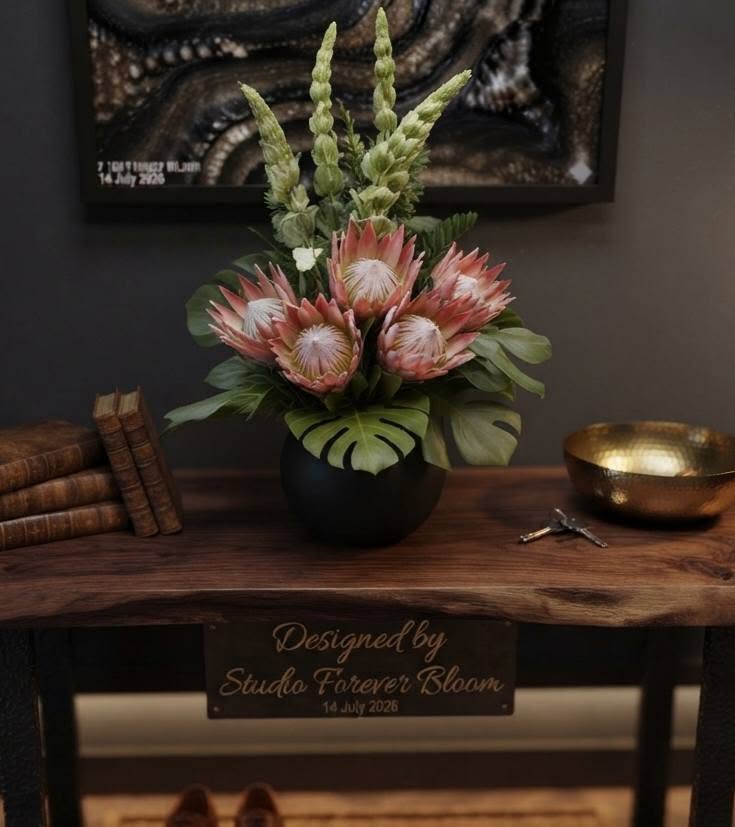 Protea Floral Decor Melbourne - Elegant Protea Arrangement in Black Pot V1 - Image 6